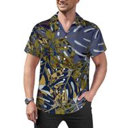 AILLOSA YH-71 Hawaii Çiçek Baskılı 3D Desen Kısa Kollu Erkek Gömlek