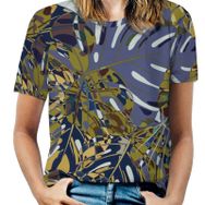 AILLOSA YH-71 Tamamı Baskılı Kısa Kollu Yuvarlak Yaka Kadın T-shirt