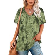 AILLOSA YH-72 Tamamı Baskılı V Yaka Kısa Kollu Kadın T-Shirt
