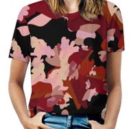 AILLOSA YH-73 Tamamı Baskılı Kısa Kollu Yuvarlak Yaka Kadın T-shirt