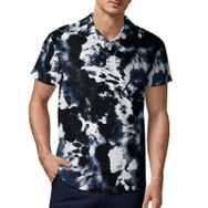 AILLOSA YH-75 3D Baskılı Desen Kısa Kollu Polo Yaka Erkek T-shirt