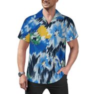 AILLOSA YH-76 Hawaii Çiçek Baskılı 3D Desen Kısa Kollu Erkek Gömlek
