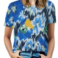 AILLOSA YH-76 Tamamı Baskılı Kısa Kollu Yuvarlak Yaka Kadın T-shirt