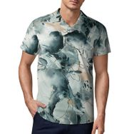 AILLOSA YH-77 3D Baskılı Desen Kısa Kollu Polo Yaka Erkek T-shirt
