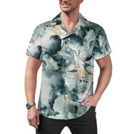 AILLOSA YH-77 Hawaii Çiçek Baskılı 3D Desen Kısa Kollu Erkek Gömlek