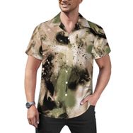 AILLOSA YH-79 Hawaii Çiçek Baskılı 3D Desen Kısa Kollu Erkek Gömlek