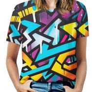 AILLOSA YH-8 Tamamı Baskılı Kısa Kollu Yuvarlak Yaka Kadın T-shirt