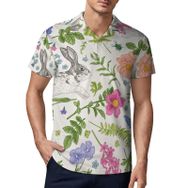 AILLOSA YH-85 3D Baskılı Desen Kısa Kollu Polo Yaka Erkek T-shirt