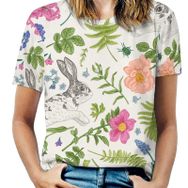 AILLOSA YH-85 Tamamı Baskılı Kısa Kollu Yuvarlak Yaka Kadın T-shirt