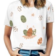AILLOSA YH-86 Tamamı Baskılı Kısa Kollu Yuvarlak Yaka Kadın T-shirt
