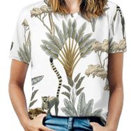 AILLOSA YH-87 Tamamı Baskılı Kısa Kollu Yuvarlak Yaka Kadın T-shirt