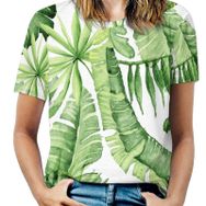 AILLOSA YH-89 Tamamı Baskılı Kısa Kollu Yuvarlak Yaka Kadın T-shirt