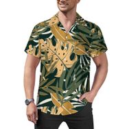 AILLOSA YH-91 Hawaii Çiçek Baskılı 3D Desen Kısa Kollu Erkek Gömlek