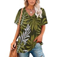 AILLOSA YH-92 Tamamı Baskılı V Yaka Kısa Kollu Kadın T-Shirt