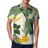 AILLOSA YH-93 3D Baskılı Desen Kısa Kollu Polo Yaka Erkek T-shirt