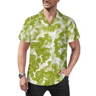 AILLOSA YH-95 Hawaii Çiçek Baskılı 3D Desen Kısa Kollu Erkek Gömlek