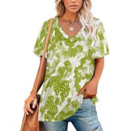 AILLOSA YH-95 Tamamı Baskılı Kısa Kollu V Yakalı Kadın T-shirt