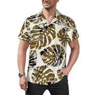 AILLOSA YH-96 Hawaii Çiçek Baskılı 3D Desen Kısa Kollu Erkek Gömlek