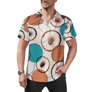 AILLOSA YH-98 Hawaii Çiçek Baskılı 3D Desen Kısa Kollu Erkek Gömlek