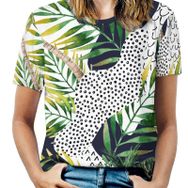 AILLOSA YH-99 Tamamı Baskılı Kısa Kollu Yuvarlak Yaka Kadın T-shirt