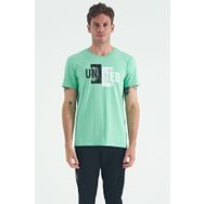 Air Jones 88218 Su Yeşili Baskı Detaylı O Yaka Standart Kalıp Erkek T-shirt