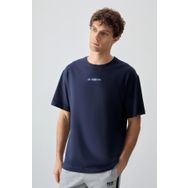 Air Jones 88354 Lacivert Kalın Yumuşak Dokulu Oversize Fit Baskılı Erkek T-Shirt