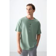 Air Jones 88355 Açık Yeşil Kalın Yumuşak Dokulu Oversize Fit Baskılı Erkek T-Shirt