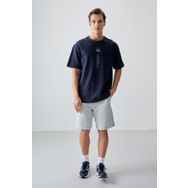 Air Jones 88355 Lacivert Pamuk Kalın Yumuşak Dokulu Oversize Fit Baskılı Erkek T-Shirt