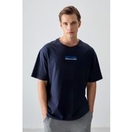 Air Jones 88359 Lacivert Kalın Yumuşak Dokulu Oversize Fit Baskılı Erkek T-Shirt