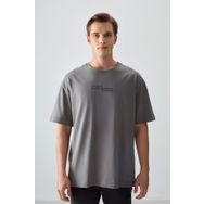 Air Jones 88361 Koyu Gri Kalın Yumuşak Dokulu Oversize Fit Baskılı Erkek T-Shirt