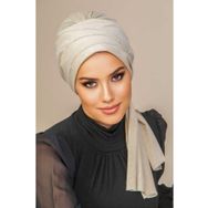 Aişe Tesettür Ekru Taşlı Atkılı Abiye Bone