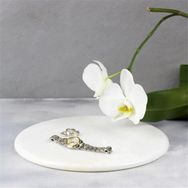 Akayev Mermer 25 cm Beyaz Yuvarlak Sunum Tabağı