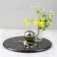 Akayev Mermer 28 cm Siyah Yuvarlak Sunum Tabağı