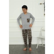 Akbeniz 20387 Gri Erkek Çocuk Penye Pijama Takım