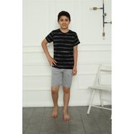 Akbeniz 20392 Siyah Erkek Çocuk Penye Şortlu Pijama Takım