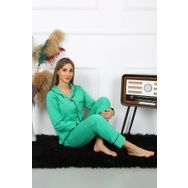 Akbeniz 2782 Yeşil Düğmeli Kadın Pijama Takımı