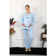 Akbeniz 45501 Mavi Kadın Hamile Pijama Takımı