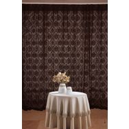 Akça Tekstil 300x260 cm Acı Kahve Damaks Tek Kanat Hazır Dikilmiş Pileli Fon Perde