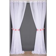 Akça Tekstil 300x260 cm Beyaz Selvi Desen Tek Kanat Dikilmiş Pileli Fon Perde