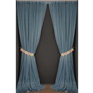 Akça Tekstil 300x260 cm Mavi Geniş Etek Model Tek Kanat Hazır Pileli Fon Perde