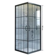 Akdemir yapı market Yükseklik 190 cm 120x120 cm Kare 5 mm Orta Buzlu Siyah Karolaj Cam Durul Duşakabin
