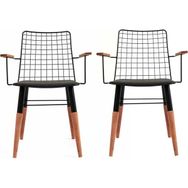 Akın Lüx 78x58x59 cm Siyah Nehir Kollu 2'li Sandalye