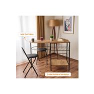 Akın Lüx Legnano 122 cm Siyah 2 Katlanır Sandalyeli Bar Masası Seti