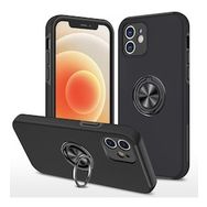 Alan Şanslı iPhone 12 Elit Yüzüklü Kapak Siyah Kılıf