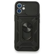 Alan Şanslı iPhone 12 Pars Lens Yüzüklü Standlı Silikon Kılıf
