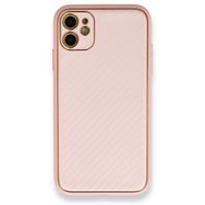 Alan Şanslı iPhone 12 Pembe Coco Karbon Silikon Arka Kapak