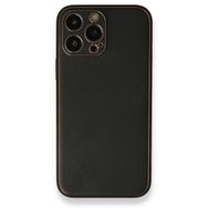 Alan Şanslı iPhone 13 Pro Max Coco Siyah Deri Silikon Kapak Kılıf