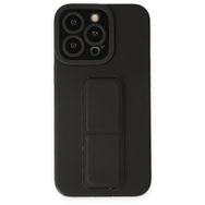 Alan Şanslı iPhone 13 Pro Mega Standlı Siyah Silikon Kılıf