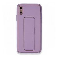 Alan Şanslı iPhone XS Max Kılıf Coco Deri Standlı Kapak Koyu Lila Kılıf