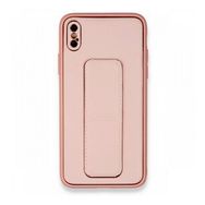 Alan Şanslı iPhone XS Max Kılıf Coco Deri Standlı Kapak Pembe Kılıf